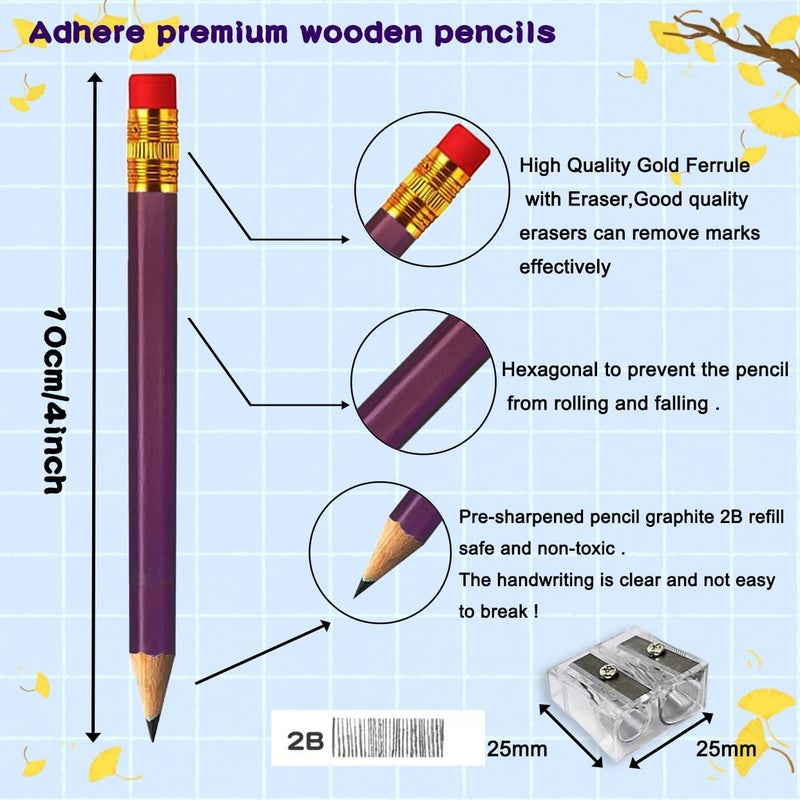 Adhere 25pcs Golf Pencils with eraser Hexagon Wooden Pencils Graphite 2B for Golf Event Scoring,Classroom,Wedding,Company Meetings,Pew, Pocket(Purple) - Image 2